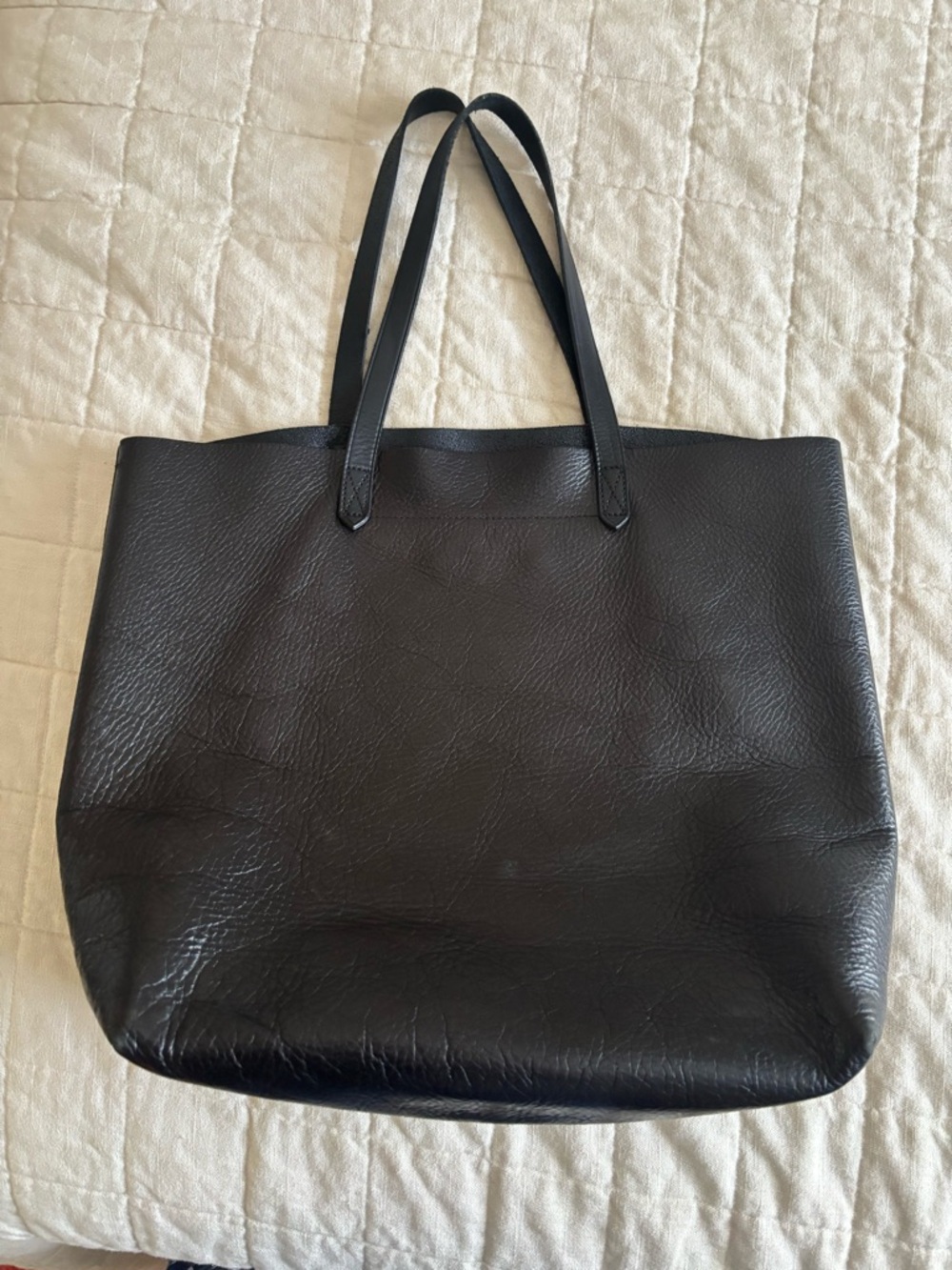 Madewell Black Leather Tote with Double Shoulder Straps